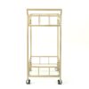 Modern Metal And Glass Bar Cart With Rolling Casters - Gold - Image 9