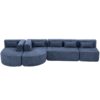Upholstered Sofa Free Combined Sofa Couch With 2 Chaise Lounge And 5 Back Pillows For Living Room - Blue - Image 12