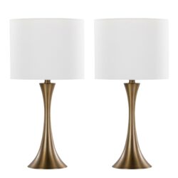 Lenuxe - Contemporary Table Lamp (Set of 2) - Golden Bronze / Off White