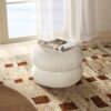Nest - Low Round Upholstered Ottoman - Almond White - Image 4