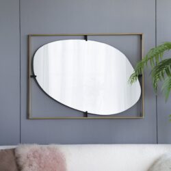 Poppy Mirror With Metal Frame Contemporary Design Wall Decor For Bathroom, Entryway Wall Decor - Golden Black