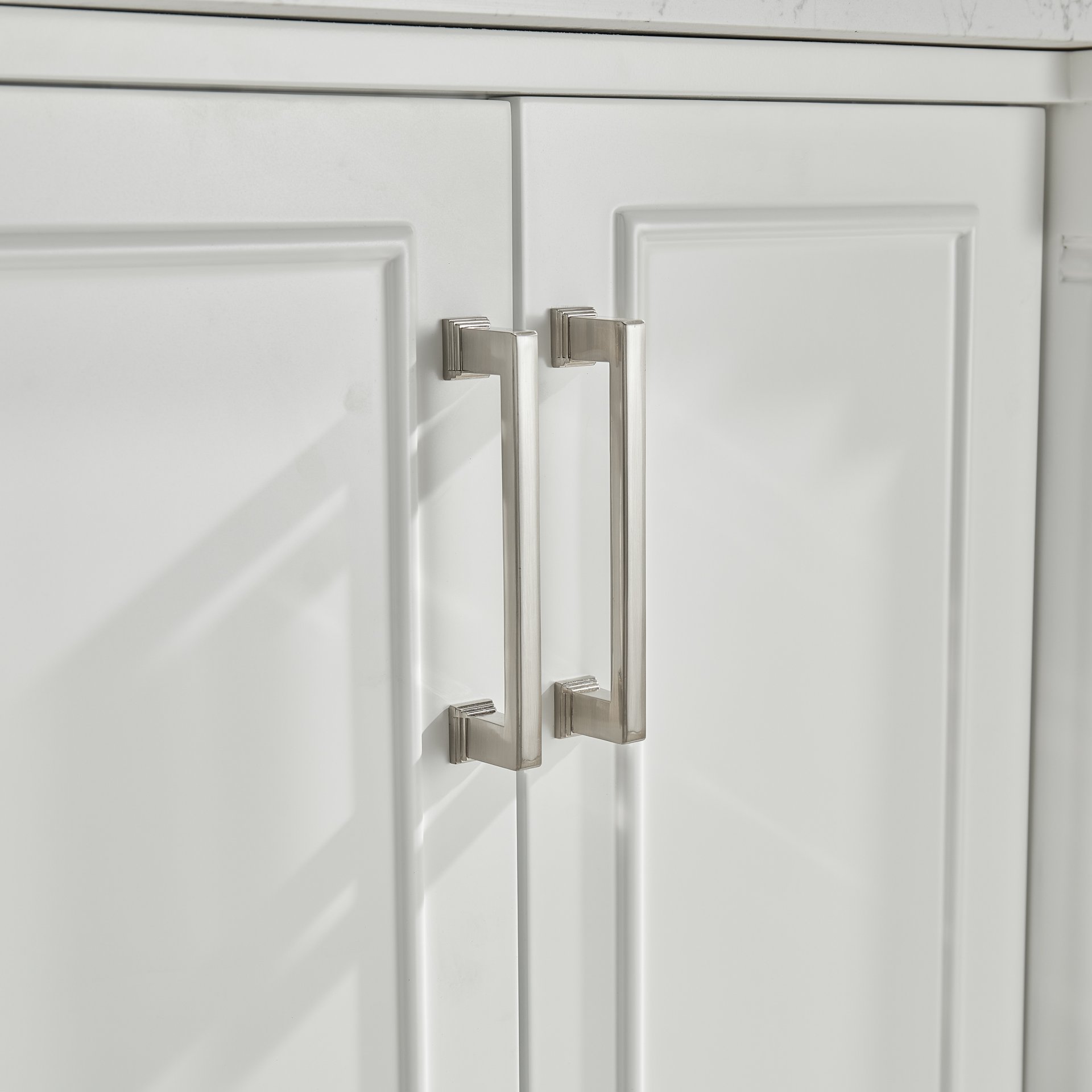 Freestanding Double Bathroom Vanity With Extra Black Handles - White - Image 13