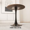 Walnut Color Round Dining Table Set With Tulip Design And 2 Chairs - Beige / Walnut - Image 9