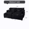 Deep Seat Sectional Cloud Sofa With 2 Ottomans & Soft Pillows, Modular Loveseat Couch - Black Chenille - Image 20