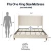 Peyton - King Bed Upholstered With High Headboard, Traditional Hand Buttoned Tufting - Ivory Velvet - Image 2