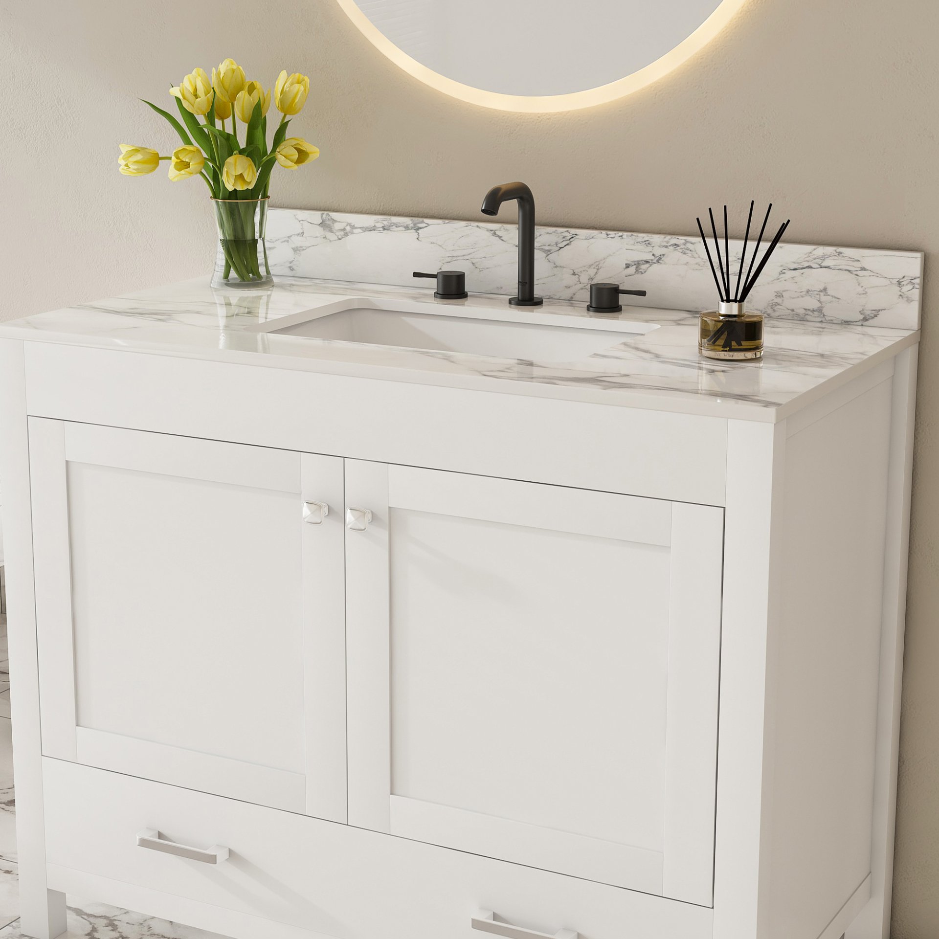 43" Bathroom Vanity Multi Functional Cabinet - White - Image 8