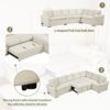 L-Shaped Sofa Convertible Sofa Bed Pull Out Sofa Sleeper With Two Back Pillows, Two USB Ports And Two Power Sockets For Living Room - Beige - Image 5