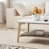 Coffee Table Rectangular Center Table For Living Room Open Space Side Table With Metal Frame - Golden / White - Image 10