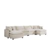 Cloud Like Comfy Soft Upholstered 4 Seater Modular Sofa With Ottomans - Beige - Image 13