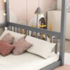 Full Size Canopy Frame Floor Bed With Fence, Guardrails - Gray - Image 5