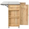 Outdoor Kitchen Island Fir Wood Kitchen Island With Stainless Steel Top, Ample Storage Space, Towel And Spice Racks And A Bottle Opener For Outdoor - Natural - Image 22