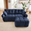 Modern Fabric 2 Seater Sofa With Ottoman Minimalist Design - Blue - Image 14