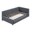 Upholstered Daybed With Trundle Twin Size Sofa Bed Frame No Box Spring Needed, Linen - Gray - Image 6