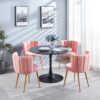 Modern Dining Chair (Set of 2) With Iron Tube Wood Color Legs, Shorthair Cushions And Comfortable Backrest, Suitable For Dining Room, Living Room, Cafe, Simple Structure - Light Pink - Image 6