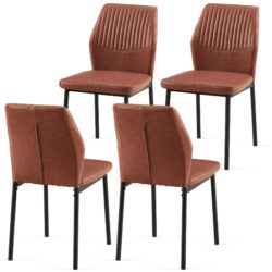Dining Chairs Living Room Chair Modern Kitchen Armless Side Chair With Metal Legs (Set of 4) - Brown
