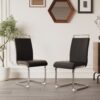 Dining Chairs Set, Kitchen Modern Metal Chairs With Padded Seat High Back And Sturdy Chrome Legs, Chairs For Dining Room (Set of 4) - Black - Image 7