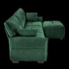 Stylish 3 Seater Sofa Set With Ottoman And Pillows, Textured, High Resilience Cushions - Green - Image 17