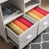 Home Office Printer Stand With Two File Cabinets And Open Shelving - White Oak - Image 2