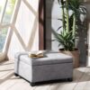 Aspen - Ottoman Soft Close Storage Charcoal Upholstered - Charcoal - Image 2