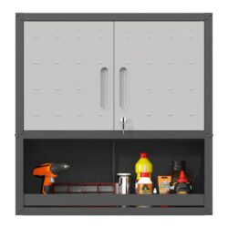 Metal Wall Mounted Tool Storage Cabinet With Locking Door, 1 Shelf, Metal - White