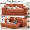 Compact Loveseat Sofa With Memory Foam & Steel Frame Convertible 2 In 1 Design - Orange - Image 4