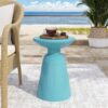 Outdoor Metal End Table Large - Teal - Image 4