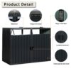 Garbage Bin Shed Stores 2 Trash Cans Metal Outdoor Bin Shed For Garbage Storage, Stainless Galvanized Steel, Bin Shed For Garden Yard Lawn - Charcoal - Image 9