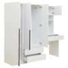 3 Door Storage Desk Wardrobe For Bedroom With Shelves And 3 Drawers - White - Image 6