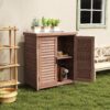 Potting - Bench With Storage Cabinet And Metal Table Top For Outdoor Patio, Garden Furniture Workstation Coffee - Brown - Image 6