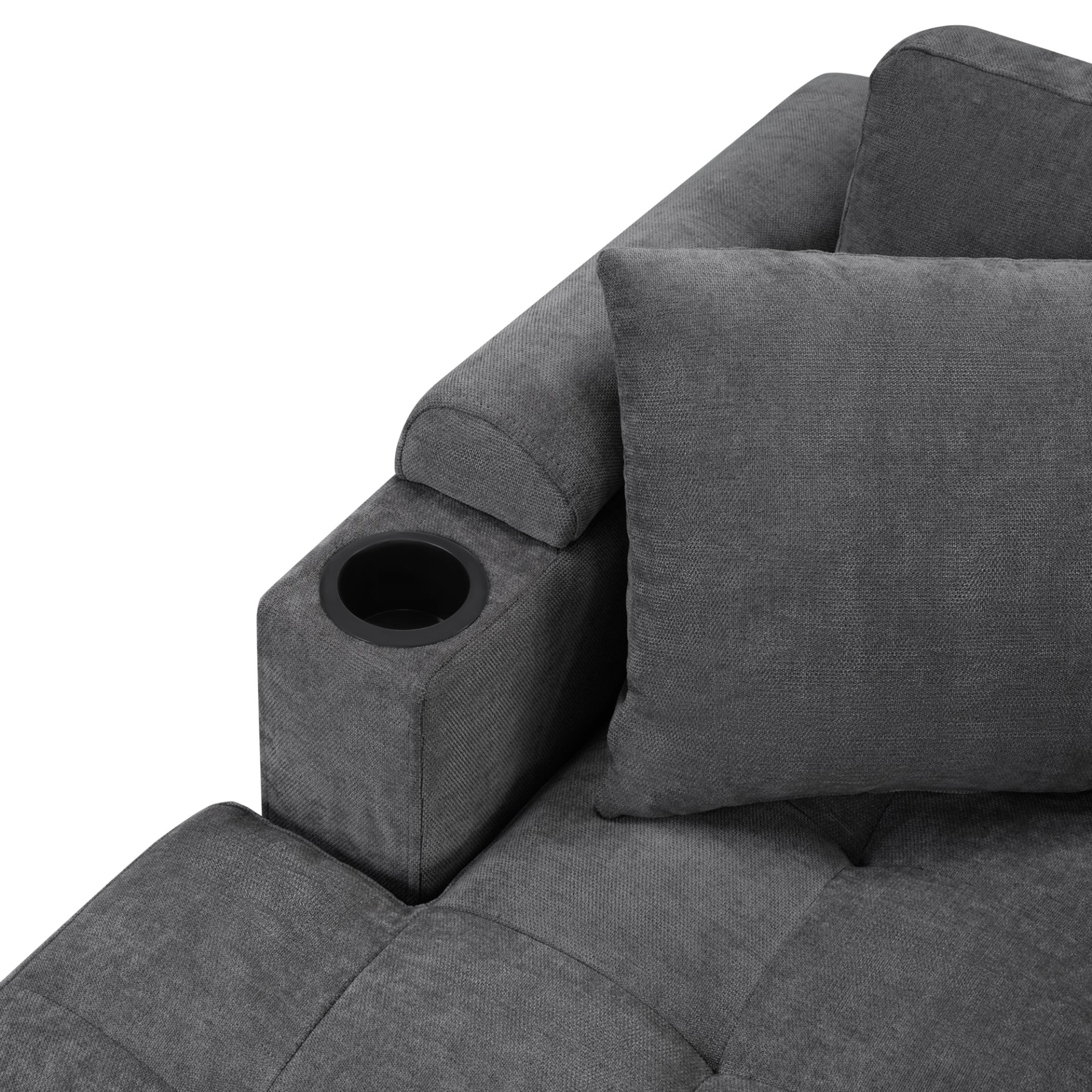 U Shaped Sectional Sofa, Corner Living Room Couch With Built In Cup Holders, Storage, USB Ports - Gray - Image 17