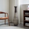 Tall Standing Designer Floor Vase Durable Artificial Rattan Elegant 2 Tone Finish Ideal Decor Accent For Living Room, Bedroom, Entryway Stylish Home Decor Statement Piece - Black / Gray - Image 7