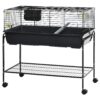 Pawhut - Two-Story Small Animal Cage Removable From Stand, Guinea Pig Cage, Hedgehog Cage, Chinchilla Cage, Ferret, With Shelf & Wheels, Pet Habitat - Black - Image 10