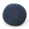 Bordeaux - Knitted Cotton Round Pouf Ottoman And Floor Cushion - Navy Blue - Image 5