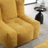 Modern Indoor Fluffy Bean Bag Chair With Memory Foam And Ottoman Super Soft Velvet - Yellow - Image 6