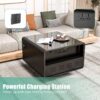 Modern Smart Side Table With Built-In Fridge, Wireless Charging, Temperature Control, Power Socket, USB Ports, Outlet Protection, Induction Light - Black - Image 7