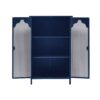 2 Doors Metal Storage Cabinet Display Cabinet With Glass Doors Metal Kitchen Sideboard Buffet Cabinet Glass Storage Cabinet For Dining Room Living Room Bedroom - Dark Blue - Image 12