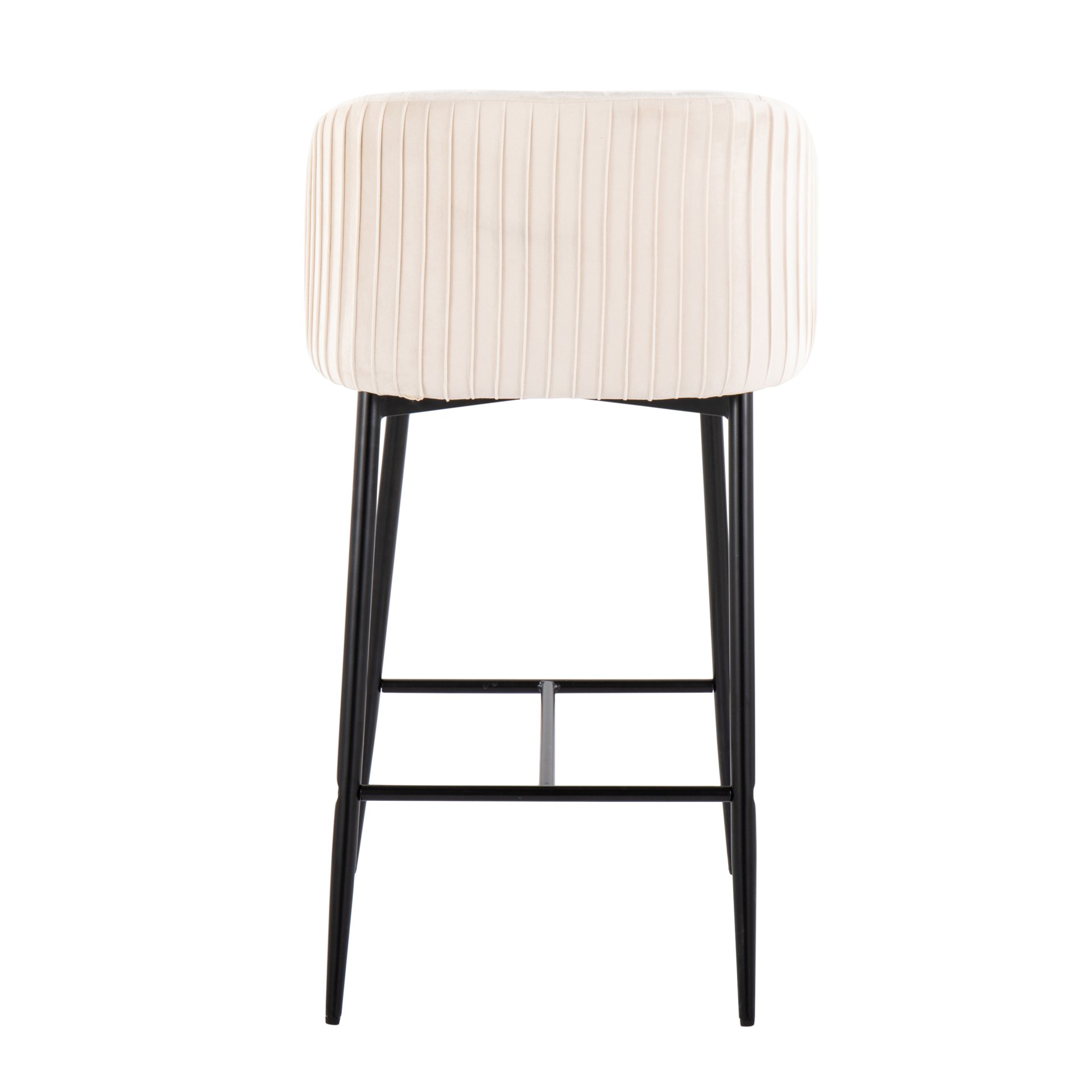 Fran - Pleated Contemporary Fixed Height Counter Stool (Set of 2) - Black / White - Image 5