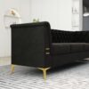 Fx-P83-Bk2 (Sofa) Luxurious Velvet Sofa With Gold Legs, Modern Chesterfield Design, Tufted Upholstery, 3-Seat Couch For Living Room And Office - Black - Image 8