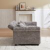 3 In 1 Loveseat Sofa Bed Chenille Fabric Pull Out Couch Sleeper Full Back Frame, Seat Frame, Armrests & 2 Pillows - Light Gray - Image 15