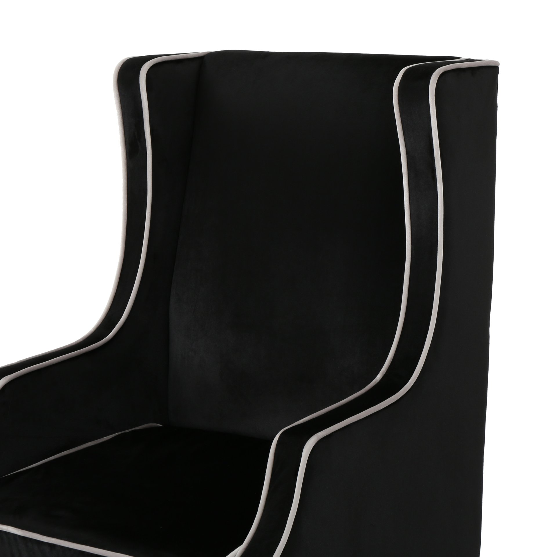 Elegant Velvet Club Chair With 2 Tone Design And Rubberwood Legs - Black - Image 11