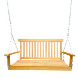 Front Porch Swing With Armrests For Outdoor Patio, Garden Yard, Backyard Or Sunroom - Teak