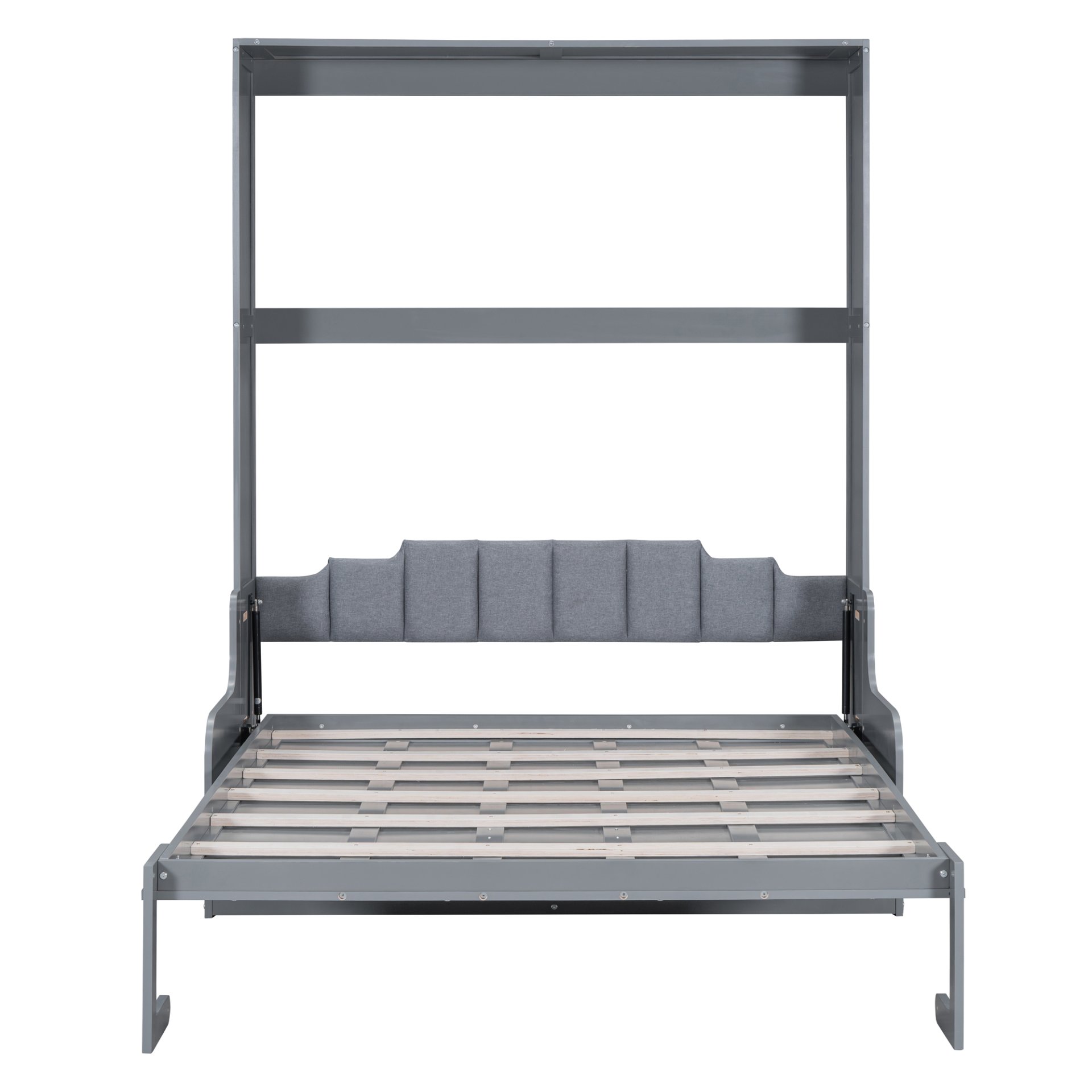 Queen Size Murphy Wall Bed With Cushion, Space Saving - Gray - Image 8