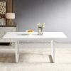Square Extendable Dining Table With Metal Leg, Modern Space Saving Kitchen Table For Living Room - Antique White - Image 7