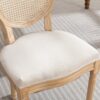 French Style Solid Wood Frame Antique Painting Linen Fabric Rattan Back Dining Chair (Set of 2) - Cream / Beige - Image 9