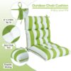 2 Piece High Back Chair Cushion Set, Tufted Patio Or Rocking Chair Cushions For Garden Or Porch - Kiwi / White - Image 2