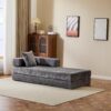 Floor Couch, Compression Sofa, Convertible Floor Sofa Bed & Pillow Back Support Armrest - Dark Gray - Image 13
