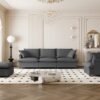 3 Piece Living Room Set Modular L Shaped Sectional Couch Upholstered, 3 Seater Sofa & Armchair & Movable Ottoman 5 Seat - Gray - Image 8