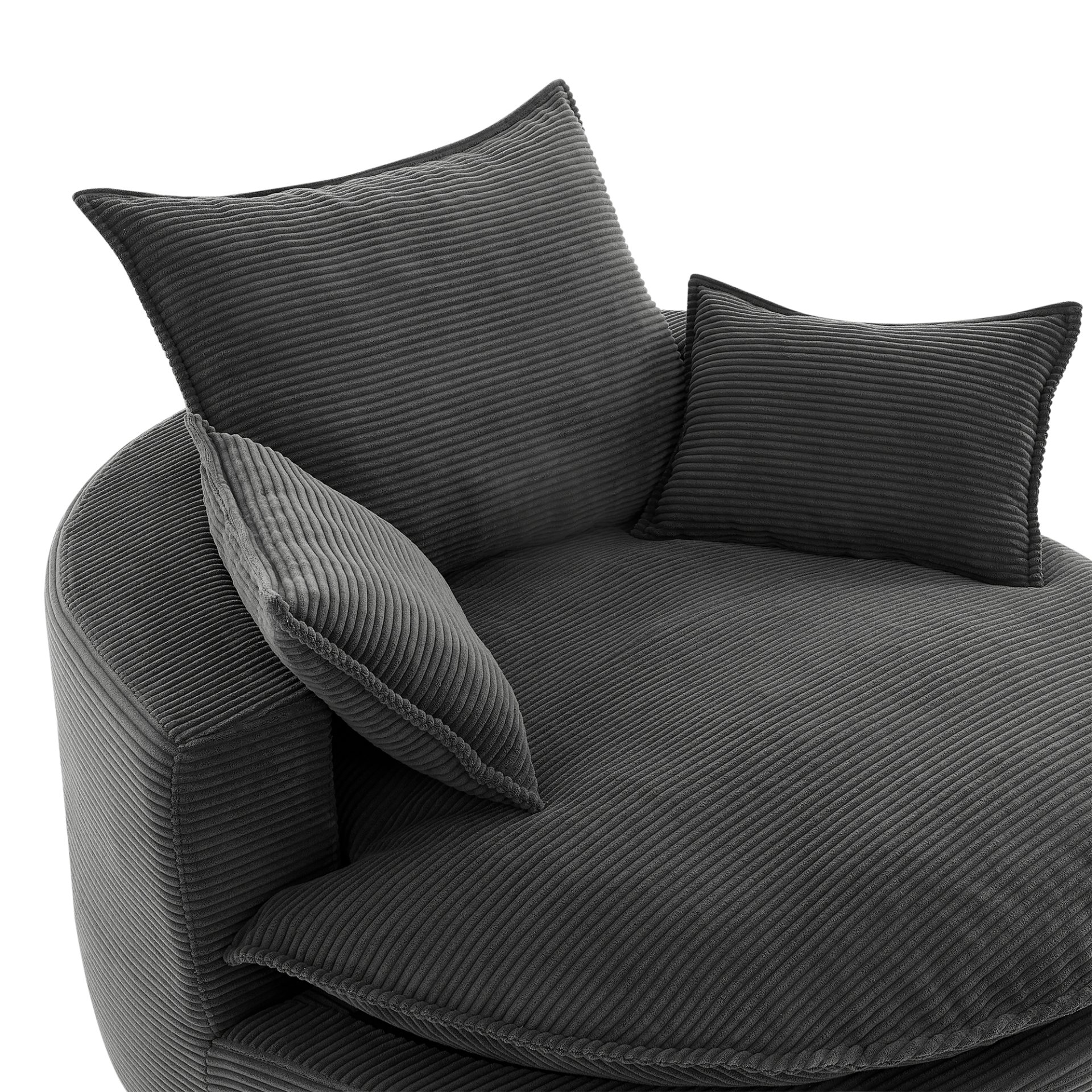 Modern 360° Swivel Sofa Chair With Dual Layer Cushion And Removable Pillows Corduroy - Black - Image 18