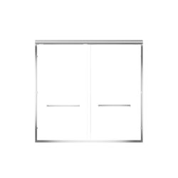 Aluminum Frame Double Sliding Soft Close Bathtub Shower Door, 1 / 4" Tempered Glass And Dual 304 Stainless Steel Handles - Chrome