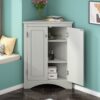 Triangle Bathroom Storage Cabinet With Adjustable Shelves, Freestanding Floor Cabinet For Home Kitchen - Gray - Image 4